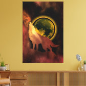 WOLF HOWLING IN SPACE MOON GALAXY LEINWANDDRUCK (Insitu (Wohnzimmer))