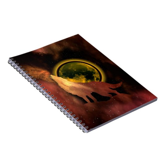 WOLF HOWLING IN SPACE MOON GALAXY NOTIZBLOCK (Rechte Seite)