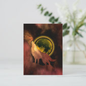 WOLF HOWLING IN SPACE MOON GALAXY POSTKARTE (Stehend Vorderseite)