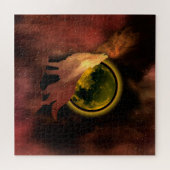 WOLF HOWLING IN SPACE MOON GALAXY PUZZLE (Horizontal)