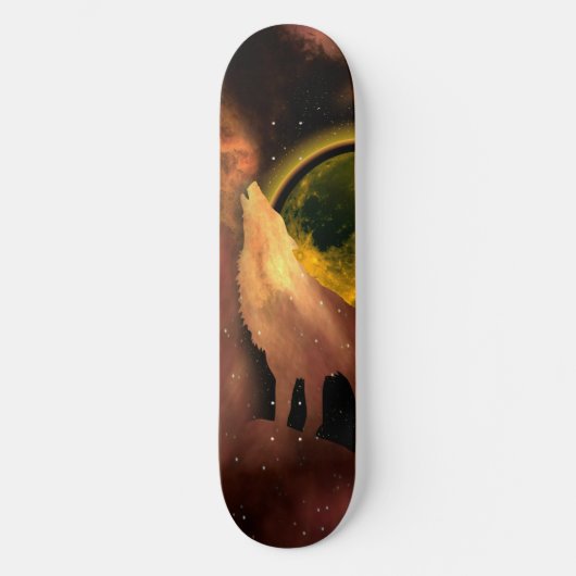 WOLF HOWLING IN SPACE MOON GALAXY SKATEBOARD (Vorderseite)