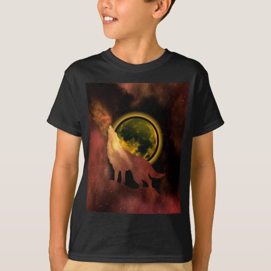 WOLF HOWLING IN SPACE MOON GALAXY T - Shirt (Vorderseite)