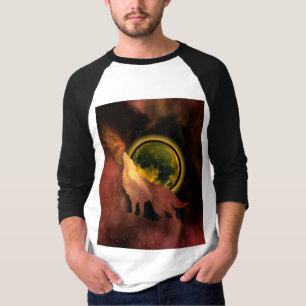 WOLF HOWLING IN SPACE MOON GALAXY T - Shirt