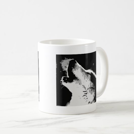 Wolf Howling Kaffeetasse (VorderseiteRechts)