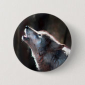 Wolf Howling Lone Wolf Button (Vorderseite)