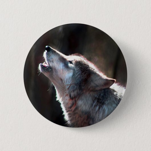 Wolf Howling Lone Wolf Button (Vorderseite)