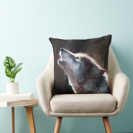 Wolf Howling Lone Wolf Kissen (Stuhl )