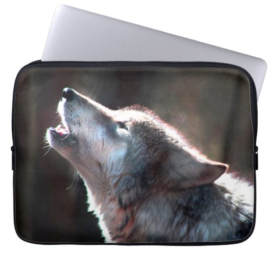 Wolf Howling Lone Wolf Laptopschutzhülle (Vorderseite)