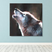 Wolf Howling Lone Wolf Leinwanddruck (Insitu (Holzboden))