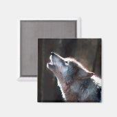 Wolf Howling Lone Wolf Magnet (Vorderseite/Rückseite)