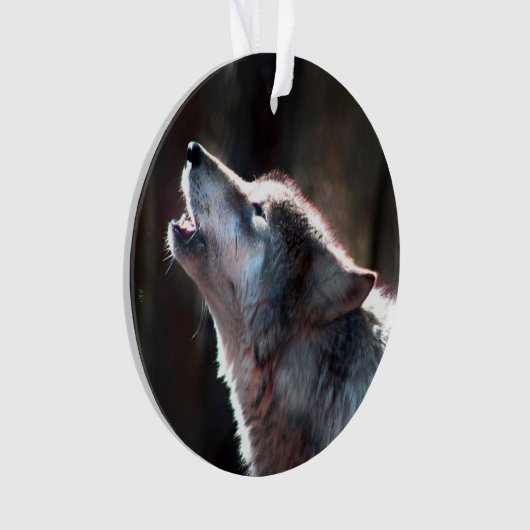 Wolf Howling Lone Wolf Ornament (Vorderseite)