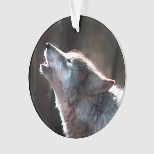 Wolf Howling Lone Wolf Ornament (Vorderseite)