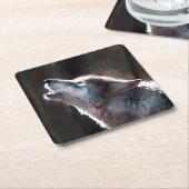 Wolf Howling Lone Wolf Rechteckiger Pappuntersetzer (angewinkelt)