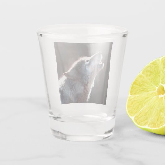 Wolf Howling Lone Wolf Schnapsglas (Rückseite)