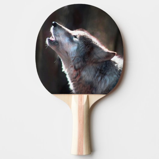 Wolf Howling Lone Wolf Tischtennis Schläger (Vorderseite)