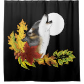 Wolf Howling Moon Duschvorhang (Vorderseite)