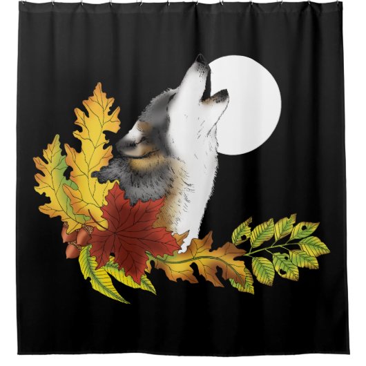 Wolf Howling Moon Duschvorhang (Vorderseite)