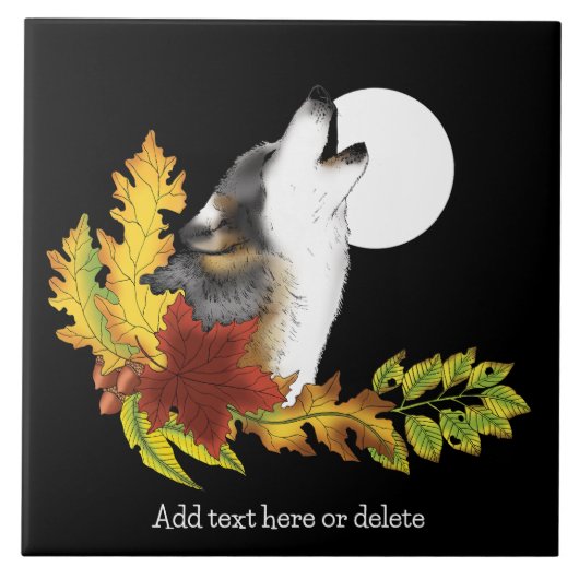 Wolf Howling Moon Fliese (Vorderseite)