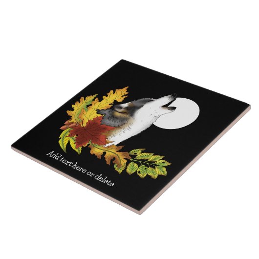 Wolf Howling Moon Fliese (Seite)