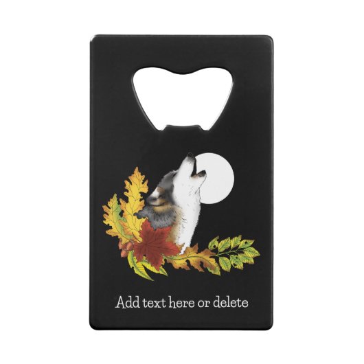 Wolf Howling Moon Geldbeutel Flaschenöffner (Rückseite)