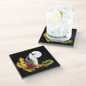 Wolf Howling Moon Glasuntersetzer (Schrägansicht)