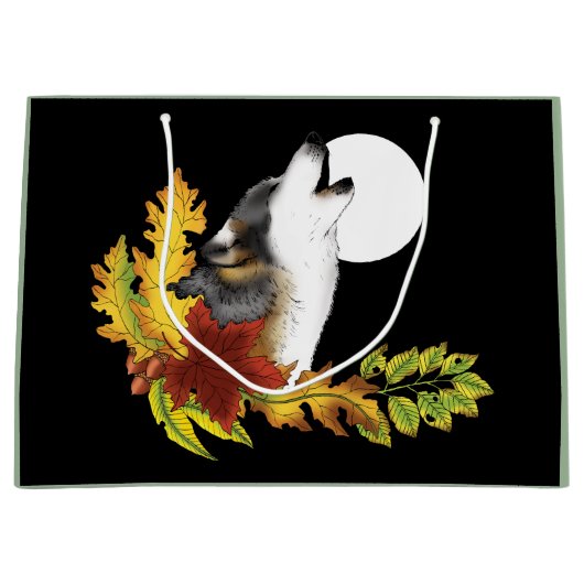 Wolf Howling Moon Große Geschenktüte (Vorderseite)