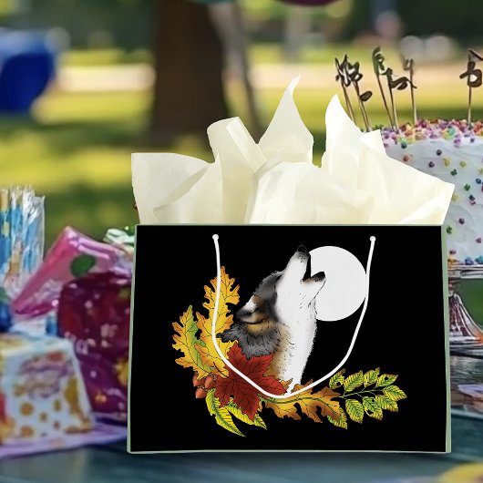 Wolf Howling Moon Große Geschenktüte