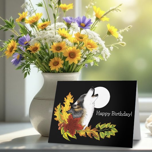 Wolf Howling Moon Karte