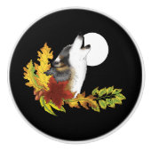 Wolf Howling Moon Keramikknauf (Vorderseite)