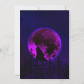 WOLF HOWLING MOON MAGENTA EINLADUNG (Vorderseite)