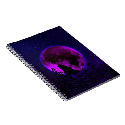WOLF HOWLING MOON MAGENTA NOTIZBLOCK (Rechte Seite)