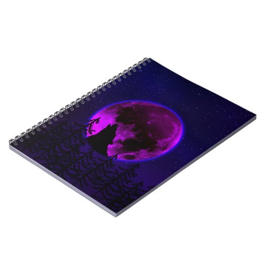 WOLF HOWLING MOON MAGENTA NOTIZBLOCK (Linke Seite)