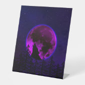 WOLF HOWLING MOON MAGENTA SOCKELSCHILD (Vorderseite)