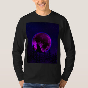 WOLF HOWLING MOON MAGENTA T - Shirt