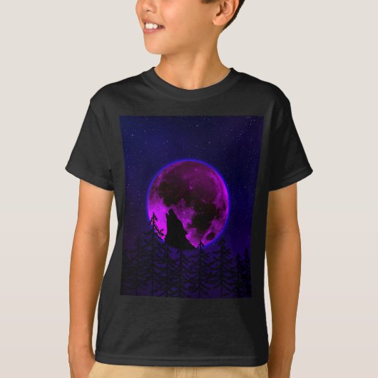 WOLF HOWLING MOON MAGENTA T - Shirt (Vorderseite)