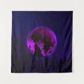 WOLF HOWLING MOON MAGENTA WANDTEPPICH (Vorderseite)