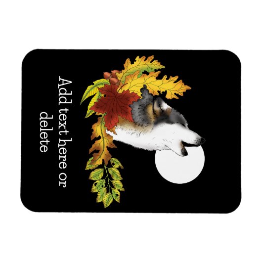 Wolf Howling Moon Magnet (Horizontal)