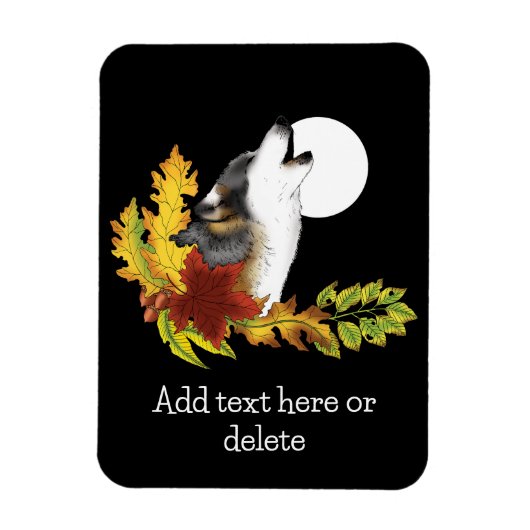 Wolf Howling Moon Magnet (Vertikal)