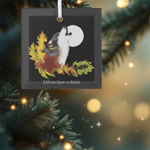 Wolf Howling Moon Ornament Aus Glas