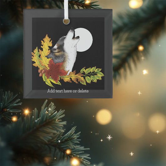 Wolf Howling Moon Ornament Aus Glas
