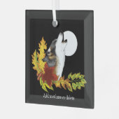 Wolf Howling Moon Ornament Aus Glas (Vorderseite links)