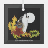 Wolf Howling Moon Ornament Aus Glas (Vorderseite)