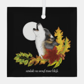 Wolf Howling Moon Ornament Aus Glas (Rückseite)