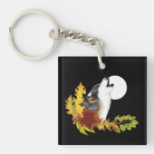 Wolf Howling Moon Schlüsselanhänger (Vorderseite)