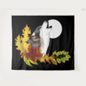 Wolf Howling Moon Wandteppich (Vorderseite (Horizontal))