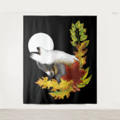 Wolf Howling Moon Wandteppich (Vorderseite)