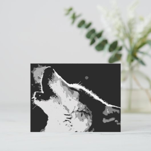 Wolf Howling Postkarte (Stehend Vorderseite)