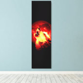 Wolf Howling & Red Moon Custom Wrapped Canvas Leinwanddruck (Insitu (Holzboden))