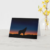Wolf Howling Silhouette bei Sunset Greeting Card Karte (Gelbe Blume)