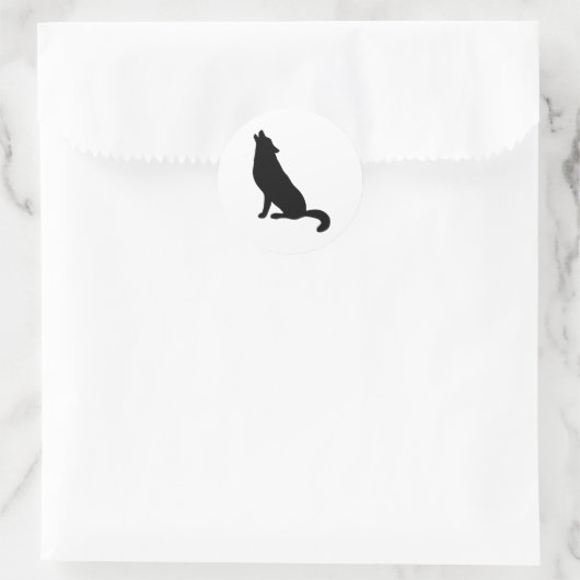 Wolf Howling Silhouette Runder Aufkleber (Tasche)